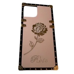 Apple Rose Embellished Phone Case - Black and Gold